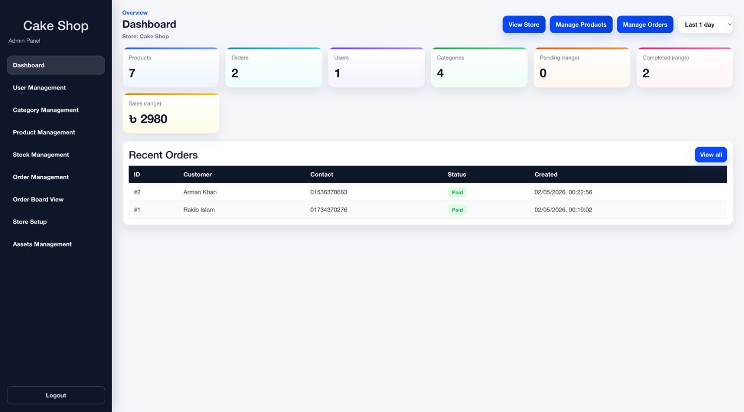 Storepo dashboard preview